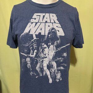 Star Wars Darth Vader Luke Skywalker Men's Blue T Shirt Size Medium Mad Engine C